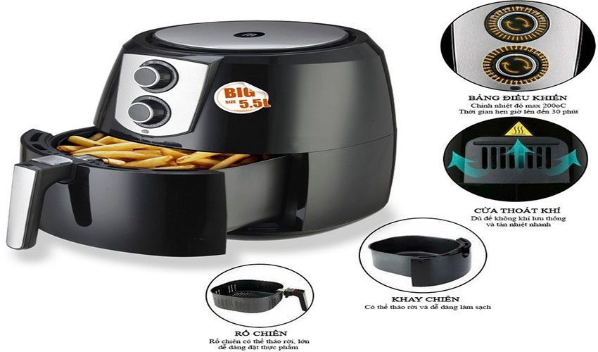 noi-chien-khong-dau-mishio-mk-141-2 Cấu tạo của Nồi chiên không dầu Mishio MK-141
