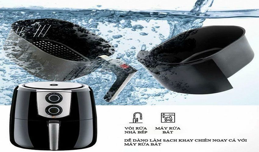 noi-chien-khong-dau-mishio-mk-141-3 Dễ vệ sinh của Nồi chiên không dầu Mishio MK-141