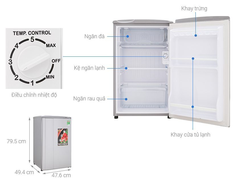 tu-lanh-mi-ni-aqua-aqr-95er-28ss29-6 Tủ lạnh Aqua 90 lít AQR-95ER (SS) với điều khiển nhiệt độ bằng núm xoay