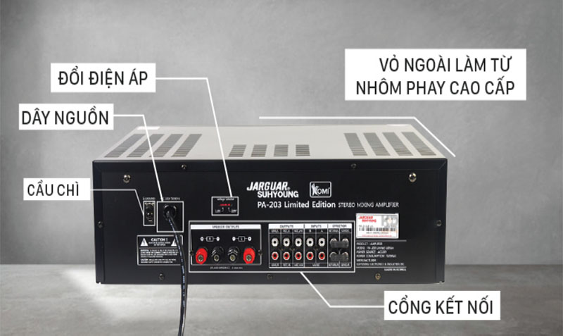 amply-karaoke-jarguar-suhyoung-pa-203-limited-edition-3 Chất liệu cấu tạo của Amply karaoke Jarguar Suhyoung PA-203 Limited Edition