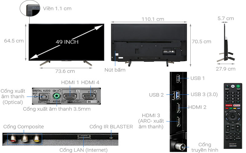 Android Tivi 49 inch Sony KDL-49W800G