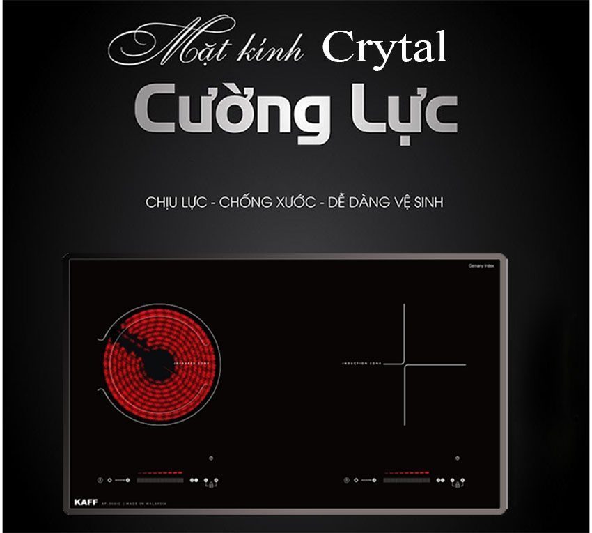 bep-doi-hong-ngoai-dien-tu-kaff-kf-308ic-5 Chất liệu mặt kính của Bếp đôi hồng ngoại điện từ Kaff KF-308IC