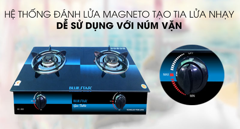 bep-gas-doi-bluestar-ng-3600-4 Hệ thống đánh lửa của Bếp gas đôi Bluestar NG-3600