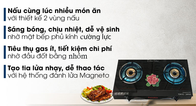 bep-gas-doi-panakio-pa-73-3 Thiết kế của Bếp gas đôi Panakio PA-73