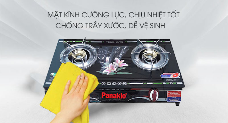 bep-gas-doi-panakio-pg-70sv-2 Thiết kế mặt kính của Bếp gas đôi Panakio PG-70SV
