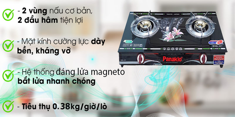 bep-gas-doi-panakio-pg-70sv-3 Thiết kế của Bếp gas đôi Panakio PG-70SV