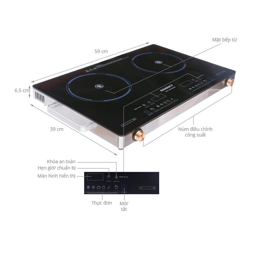 Chi tiết của bếp hồng ngoại đôi Sanaky SNK-203HGNW