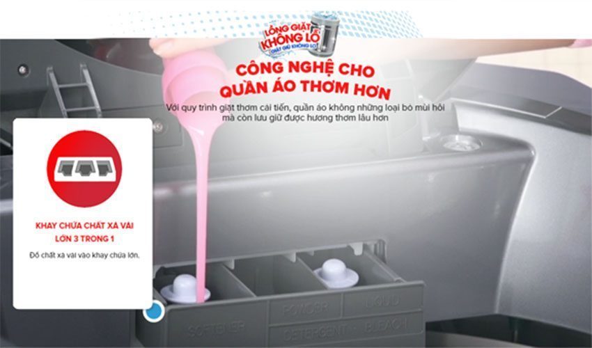 may-giat-8-2-kg-sharp-es-u82gv-g-5 Thiết kế ngăn đựng chất giặt tẩy của Máy giặt 8.2 kg Sharp ES-U82GV-G