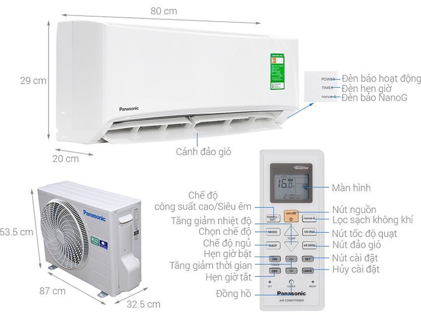 may-lanh-panasonic-cucs-n12ukh-8-1-2 Cấu hình của máy lạnh Panasonic CU/CS-N12UKH-8