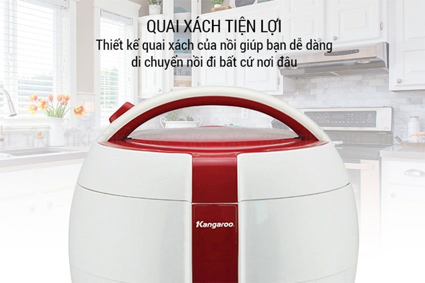Nồi cơm điện Kangaroo KG833 với quai cầm chắc chắn và tiện lợi