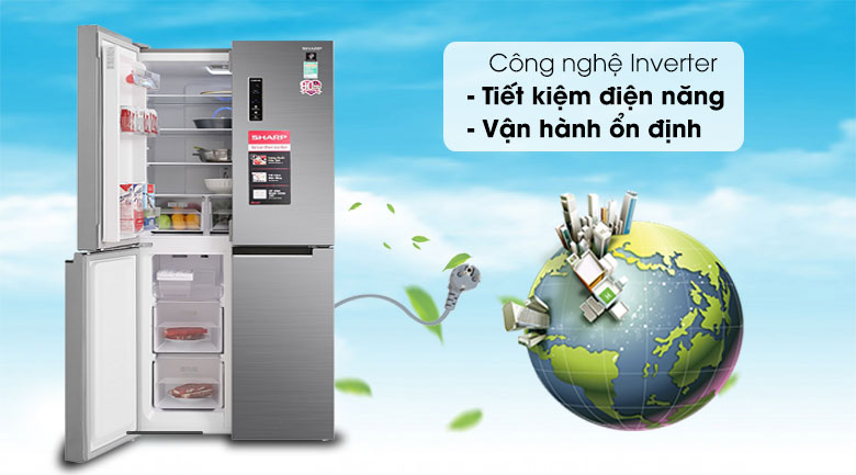 Tủ lạnh Sharp Inverter 404 lít Multi Door SJ-FX420V-SL 4 cánh 8 pasted image 0