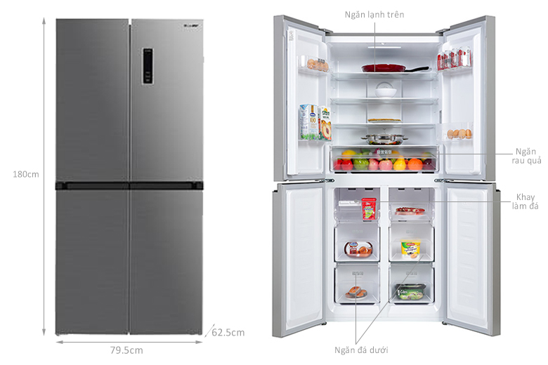 Tủ lạnh Sharp Inverter 404 lít Multi Door SJ-FX420V-SL 4 cánh 6 tu lanh sharp inverter 404 lit sj fx420v sl 1